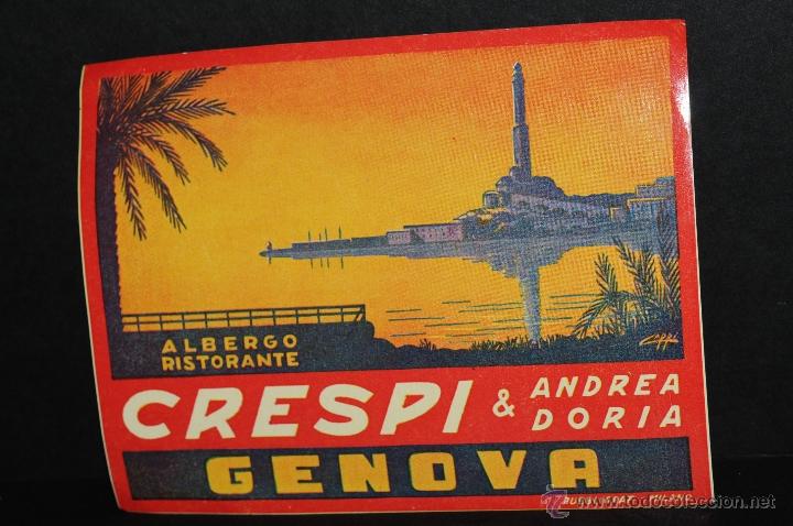 Alte Etiketten: ETIQUETA ALBERGO RISTORANTE CRESPI & ANDREA DORIA, GENOVA