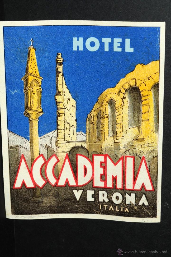 Etiquetas antiguas: ETIQUETA HOTEL ACCADEMIA, VERONA ITALIA