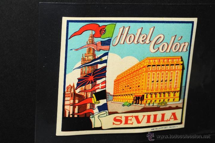 Etiquetas antiguas: etiqueta hotel colon, sevilla