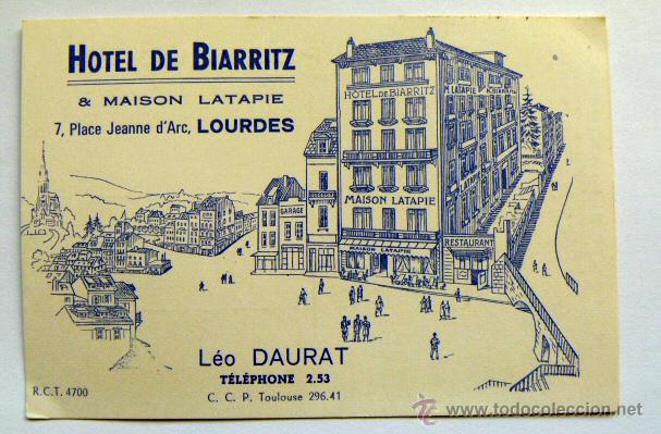 Etiquetas antiguas: Hotel de Biarritz Lourdes - Foto 1