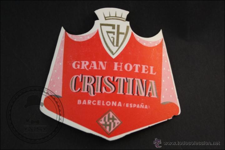 Etiquetas antiguas: Antigua Etiqueta de Gran Hotel Cristina. Barcelona - Medidas 8,9 x 8,1 Cm