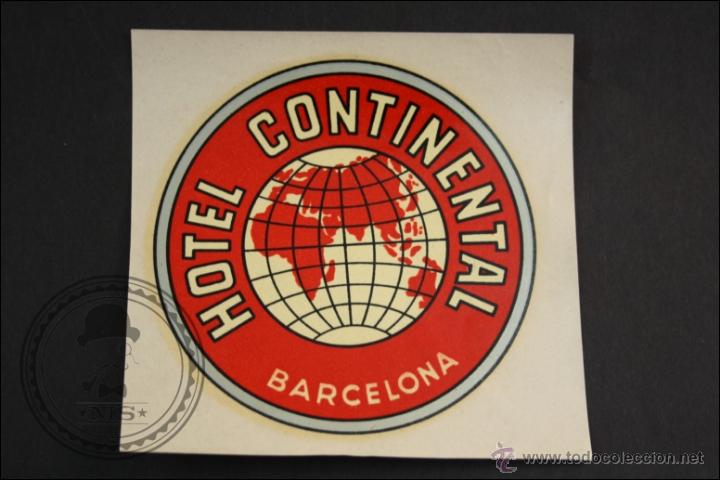 Etiquetas antiguas: Antigua Etiqueta de Hotel Continental. Barcelona - Medidas 10 x 9,7 Cm