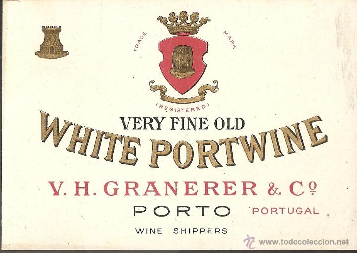Etiquetas antiguas: ETIQUETA DE VINO: WHITE PORTWINE, GRANERER & CO. PORTO, PORTUGAL