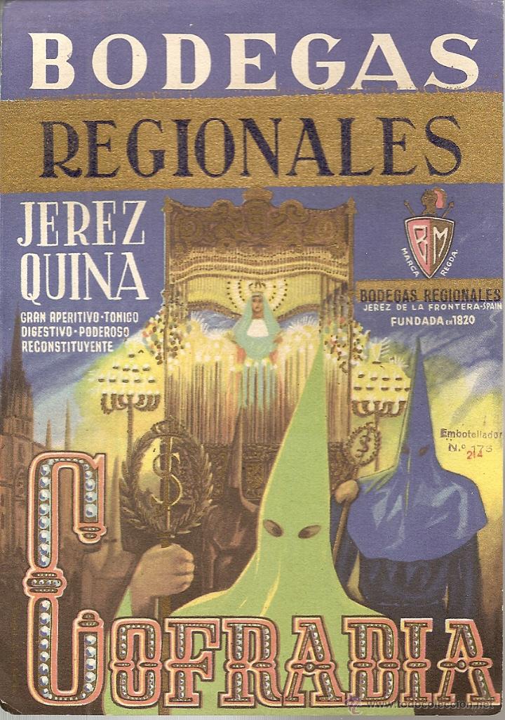 Etiquetas antiguas: ETIQUETA ,-JEREZ-QUINA CRUZ DE MAYO- BODEGAS REGIONALES - JEREZ