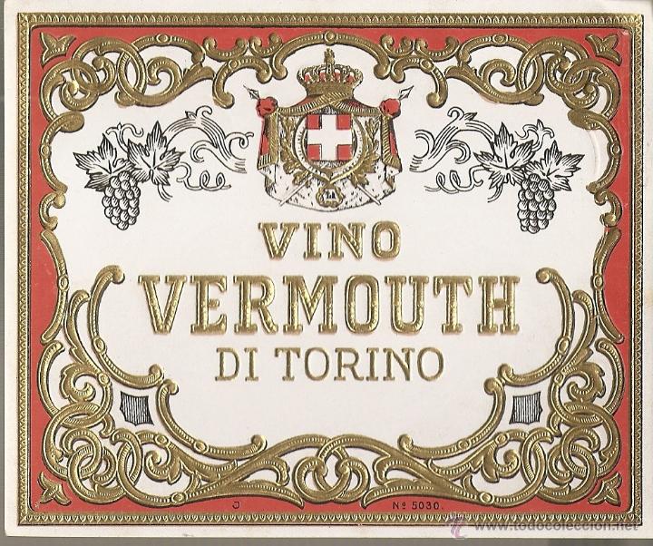 Etiquetas antiguas: ETIQUETA, -VINO VERMOUTH DI TORINO,- SIN MARCA (RELIEVE)