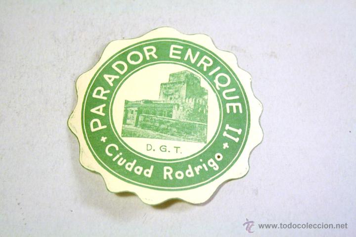 Etiquetas antiguas: Etiqueta pegatina para maleta. Parador Enrique II. Ciudad Rodrigo. A&ntilde;os 40-50