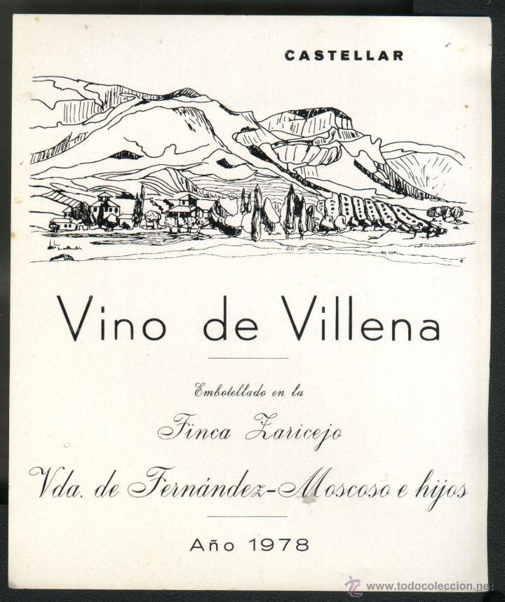Etiquetas antiguas: VINO DE VILLENA EMBOTELLADO EN LA FINCA ZARICEJO - 1979