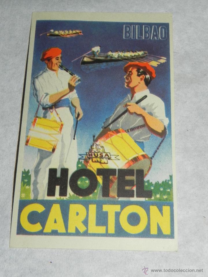 Etiquetas antiguas: ANTIGUA ETIQUETA PARA MALETA, HOTEL CARLTON DE BILBAO