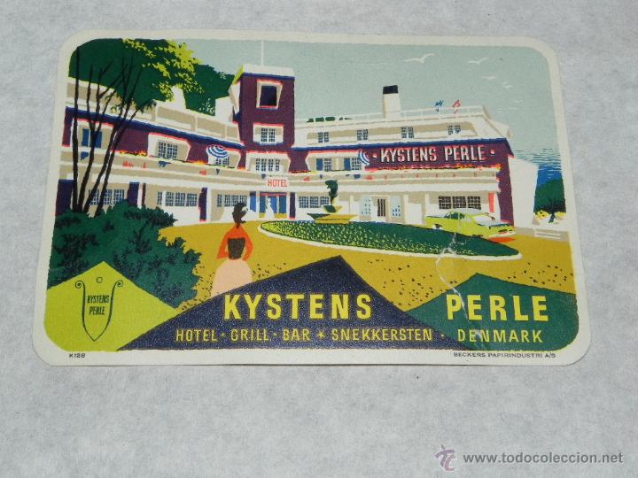 Etiquetas antiguas: ANTIGUA ETIQUETA PARA MALETA, HOTEL KYSTENS PERLE, SNEKKERSTEN (DENMARK) TIENE UNA PEQUE&Ntilde;A RAJITA DE