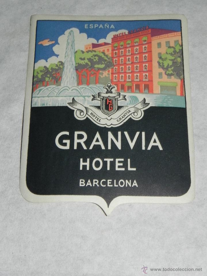 Etiquetas antiguas: ANTIGUA ETIQUETA PARA MALETA, HOTEL GRANVIA DE BARCELONA