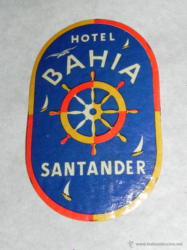 Etiquetas antiguas: ANTIGUA ETIQUETA PARA MALETA, HOTEL BAHIA DE SANTANDER