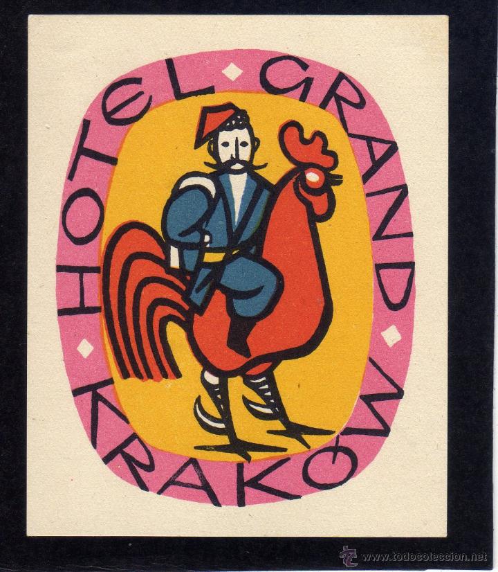 Etiquetas antiguas: ETIQUETA HOTEL - HOTEL GRAND - KRAKOW - POLONIA - TAMA&Ntilde;O 7.50 X 9 CM .