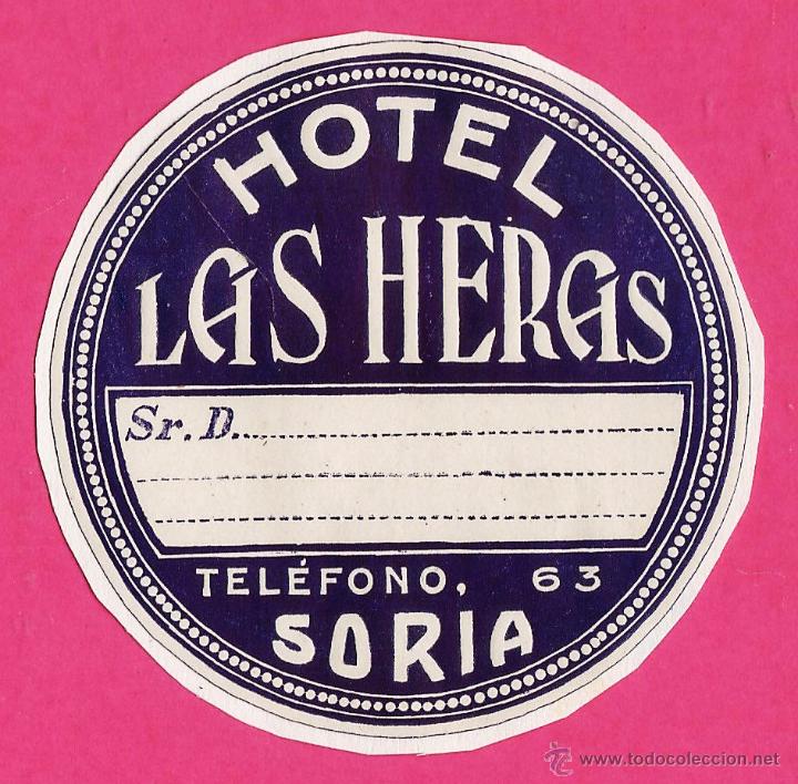 Etiquetas antiguas: etiqueta / pegatina - hotel las heras - soria - a&ntilde;os 50