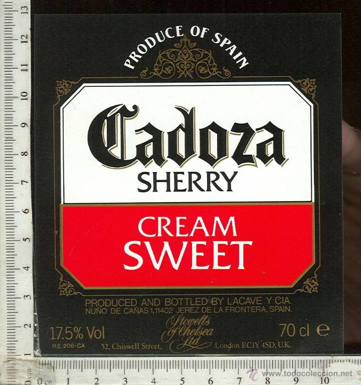 Etiquetas antiguas: ETIQUETA VINO CADOZA SHERRY CREAM