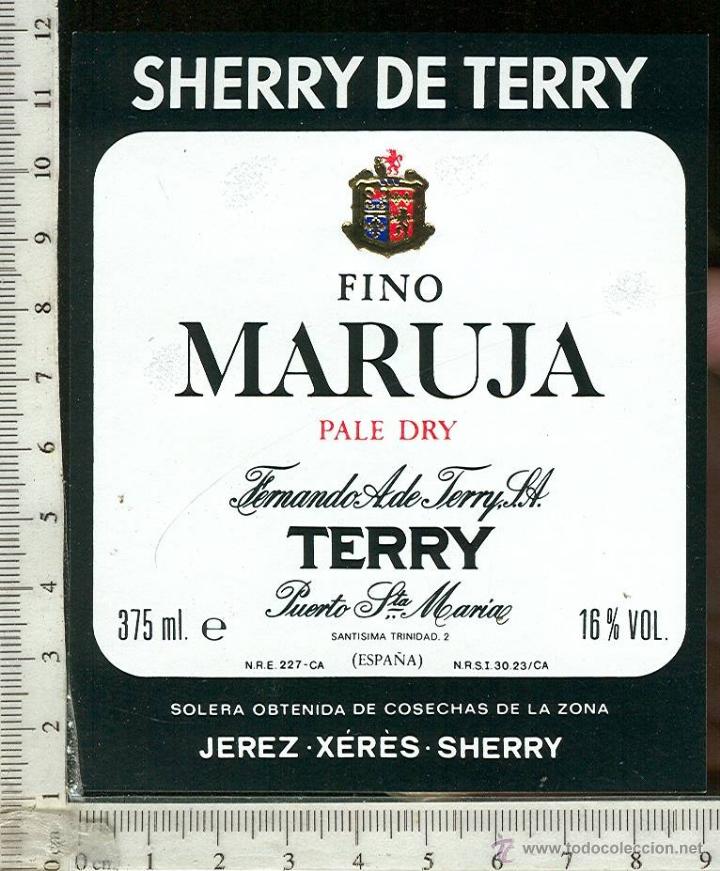 Etiquetas antiguas: ETIQUETA VINO FINO MARUJA  TERRY , JEREZ