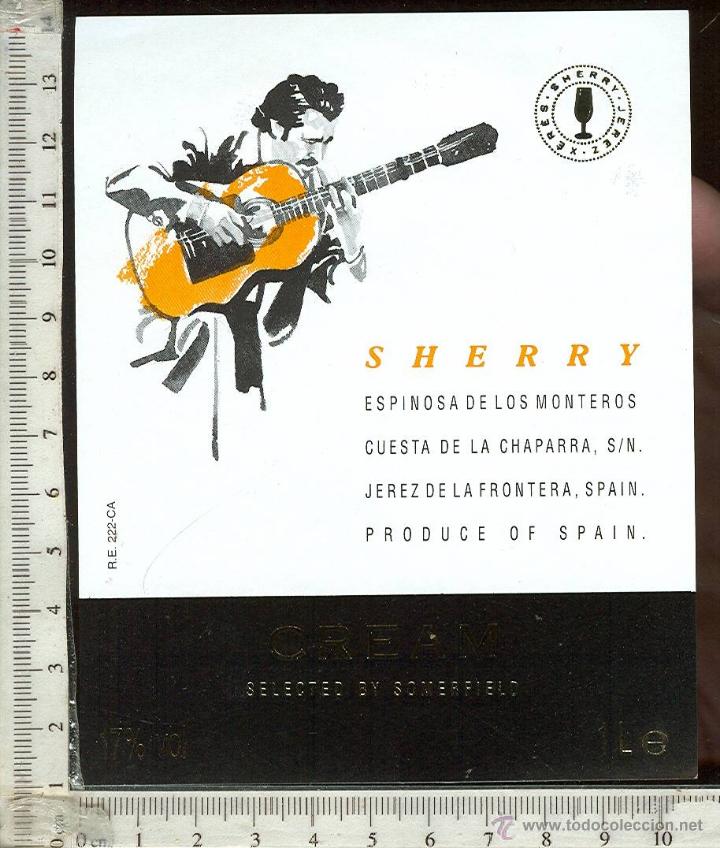 Etiquetas antiguas: ETIQUETA VINO SHERRY ESPINOSA DE LOS MONTEROS JEREZ DE LA FRONTERA