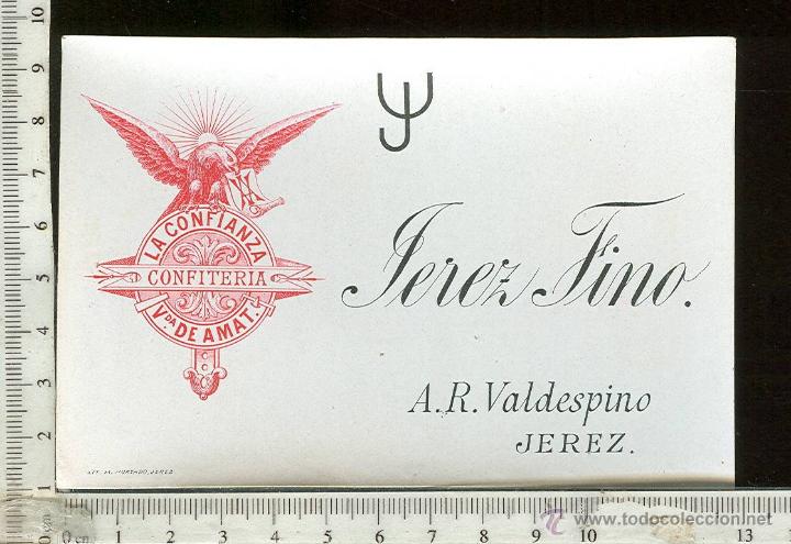 Etiquetas antiguas: ETIQUETA VINO JEREZ FINO  A.R. VALDESPINO  JEREZ