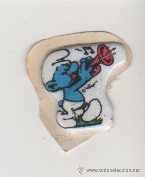 Etiquetas antiguas: pegatina adhesivo de matutano cromo n&ordm; 17 pitufo trompeta fosforito