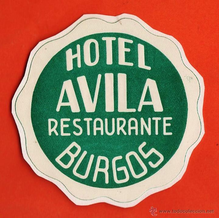 Etiquetas antiguas: etiqueta / pegatina - hotel avila - burgos - a&ntilde;os 50