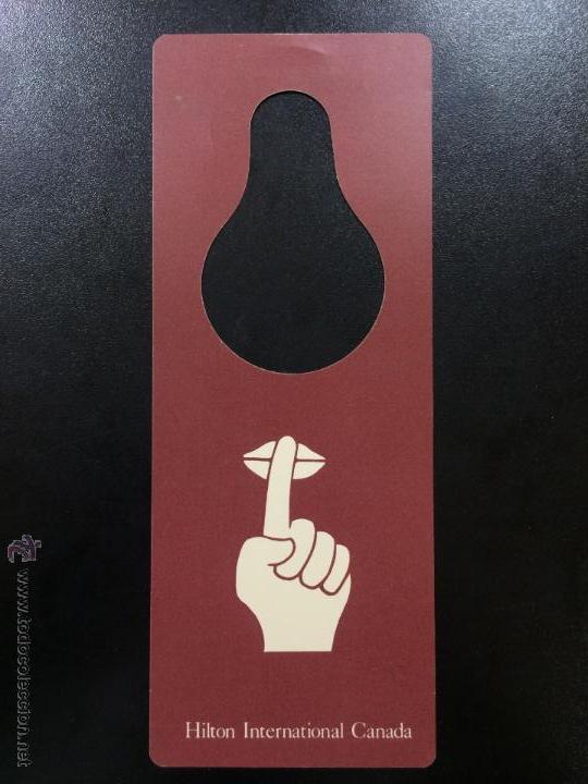 Etiquetas antiguas: ETIQUETA CARTEL HOTEL HILTON INTERNATIONAL CANADA - NO MOLESTEN, DO NOT DISTURB SIGN.