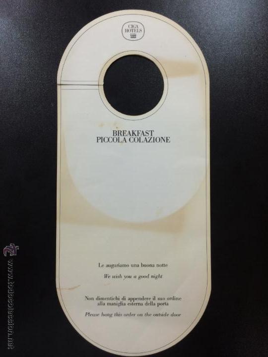 Etiquetas antiguas: ETIQUETA CARTEL HOTEL CIGA HOTELS - MENU DESAYUNO - DON'T DISTURB SIGN.