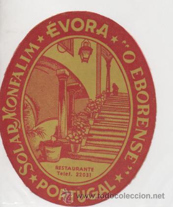 Etiquetas antiguas: HOTEL SOLARMONFALIM .- ETIQUETA DEL HOTEL .- EVORA .- PORTUGAL