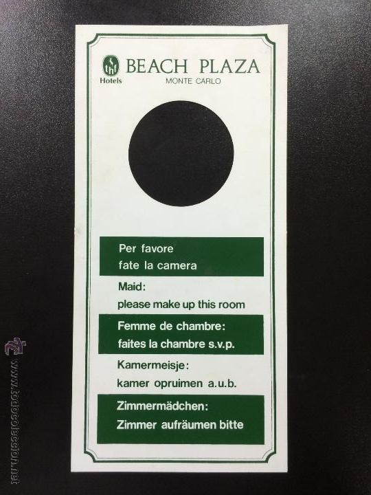 Etiquetas antiguas: ETIQUETA CARTEL HOTEL BEACH PLAZA MONTECARLO, MONACO - NO MOLESTAR, DO NOT DISTURB SIGN.