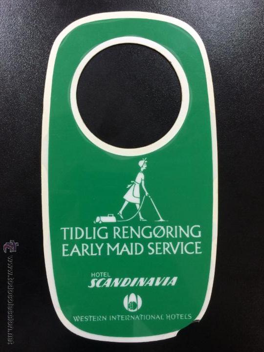 Etiquetas antiguas: ETIQUETA CARTEL HOTEL SCANDINAVIA,OSLO,NORUEGA - DO NOT DISTURB SIGN, NO MOLESTAR.