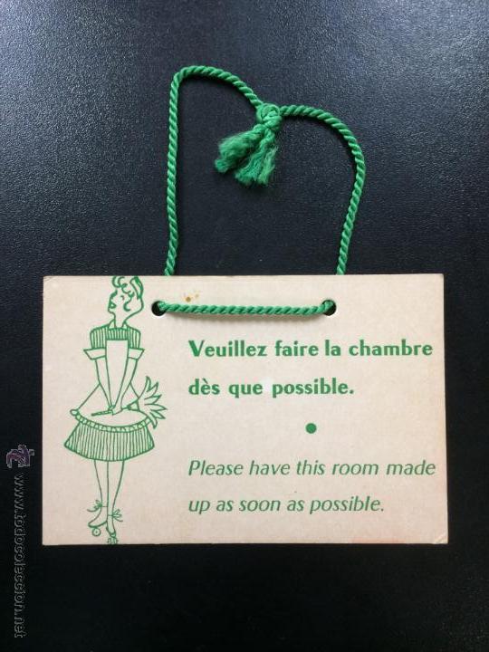 Etiquetas antiguas: ETIQUETA CARTEL HOTEL - FRANCIA- NO MOLESTEN, DO NOT DISTURB SIGN.