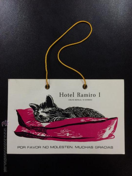 Etiquetas antiguas: ETIQUETA CARTEL HOTEL RAMIRO I, OVIEDO - NO MOLESTEN, DO NOT DISTURB SIGN.