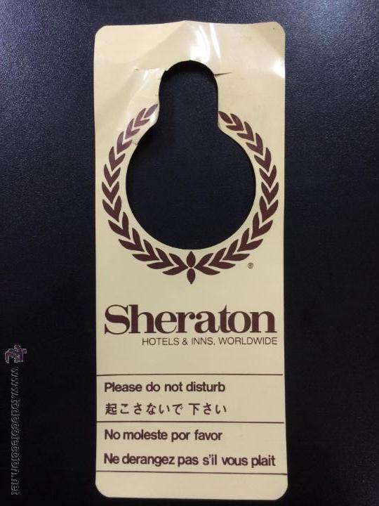 Etiquetas antiguas: ETIQUETA CARTEL HOTEL SHERATON - NO MOLESTEN, DO NOT DISTURB SIGN.