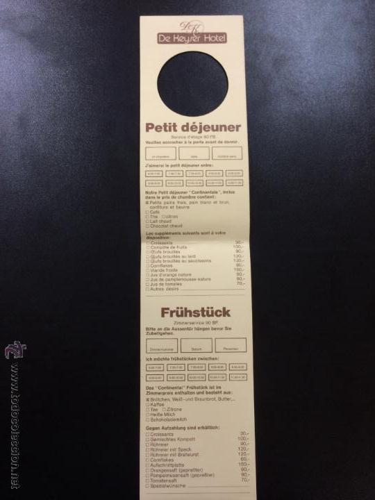 Etiquetas antiguas: ETIQUETA CARTEL DE KEYSER HOTEL, AMBERES, BELGICA - NO MOLESTEN, DO NOT DISTURB SIGN - MENU DESAYUNO