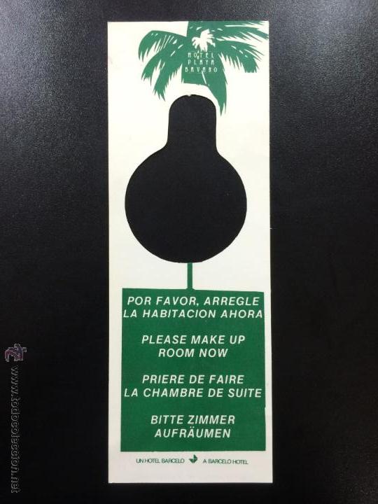 Etiquetas antiguas: ETIQUETA CARTEL HOTEL BARCELO PLAYA BAVARO, REPUBLICA DOMINICANA - NO MOLESTAR, DO NOT DISTURB SIGN.
