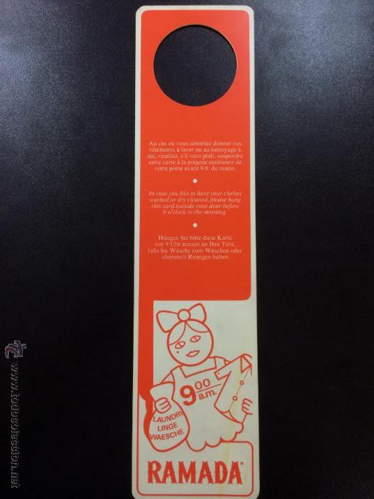 Etiquetas antiguas: ETIQUETA CARTEL HOTEL RAMADA- NO MOLESTAR, DO NOT DISTURB SIGN - LAVANDERIA.