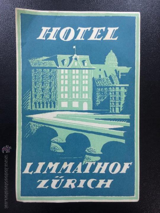 Etiquetas antiguas: ETIQUETA HOTEL LIMMATHOF - ZURICH, SUIZA.