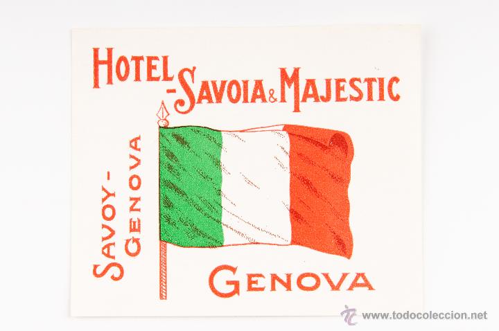 Etiquetas antiguas: ETIQUETA DE HOTEL, SAVOIA & MAJESTIC DE GENOVA
