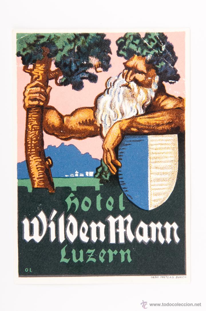 Etiquetas antiguas: ETIQUETA DEL HOTEL WILDEN MANN DE LUZERNA