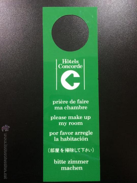 Etiquetas antiguas: ETIQUETA CARTEL HOTEL CONCORDE- NO MOLESTAR, DO NOT DISTURB SIGN.