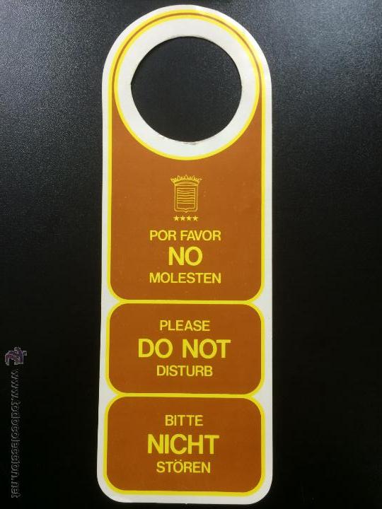Etiquetas antiguas: ETIQUETA CARTEL HOTEL R. SANTEMAR - NO MOLESTAR, DO NOT DISTURB SIGN.