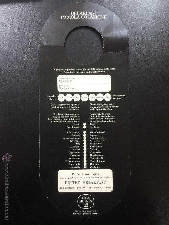Etiquetas antiguas: ETIQUETA CARTEL HOTEL CIGA HOTELS- NO MOLESTAR, DO NOT DISTURB SIGN- MENU DESAYUNO.