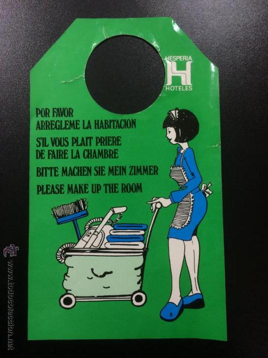 Etiquetas antiguas: ETIQUETA CARTEL HOTEL HESPERIA - NO MOLESTAR, DO NOT DISTURB SIGN.