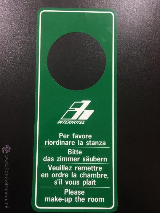 Etiquetas antiguas: ETIQUETA CARTEL HOTEL INTERHOTEL - NO MOLESTAR, DO NOT DISTURB SIGN.