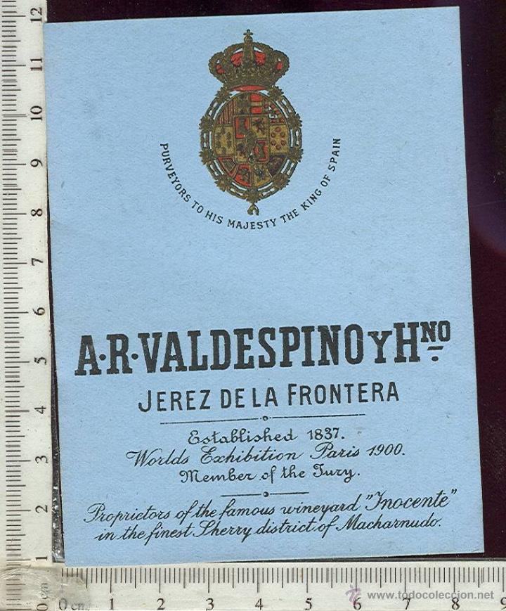 Alte Etiketten: ETIQUETA  VINO A.R VALDESPINO JEREZ DE LA FRONTERA
