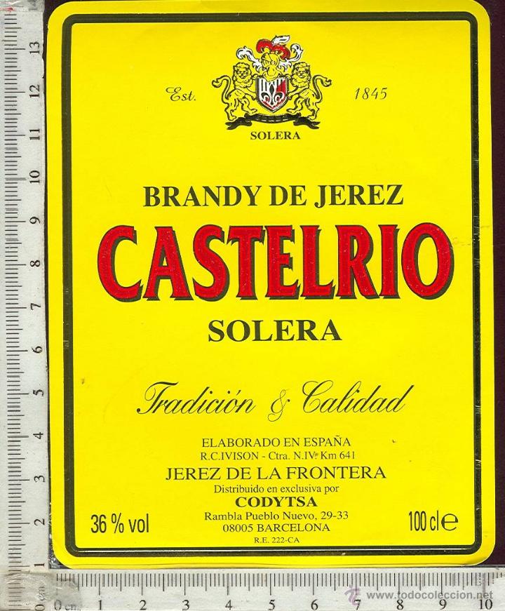 Old Labels: ETIQUETA BRANDY DE JEREZ CASTELRIO, SOLERA JEREZ DE LA FRONTERA