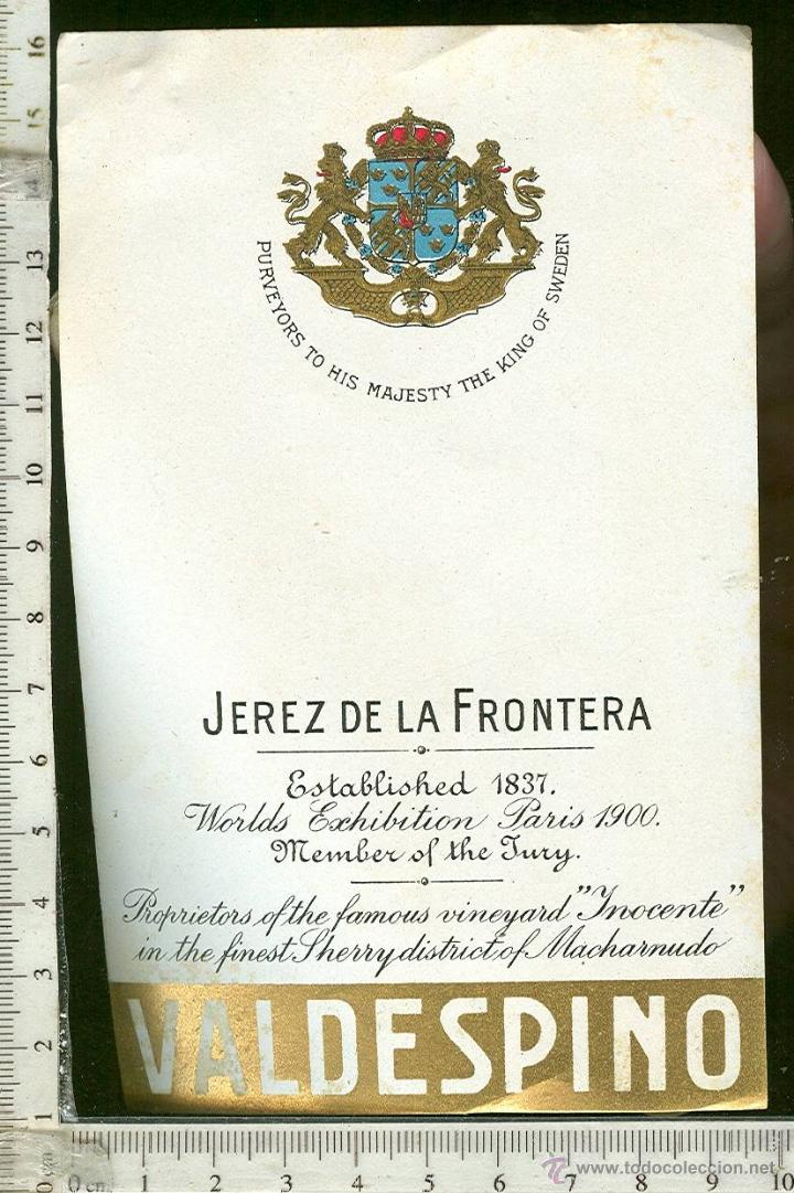 Alte Etiketten: ETIQUETA VINO  VALDESPINO, JEREZ DE LA FRONTERA