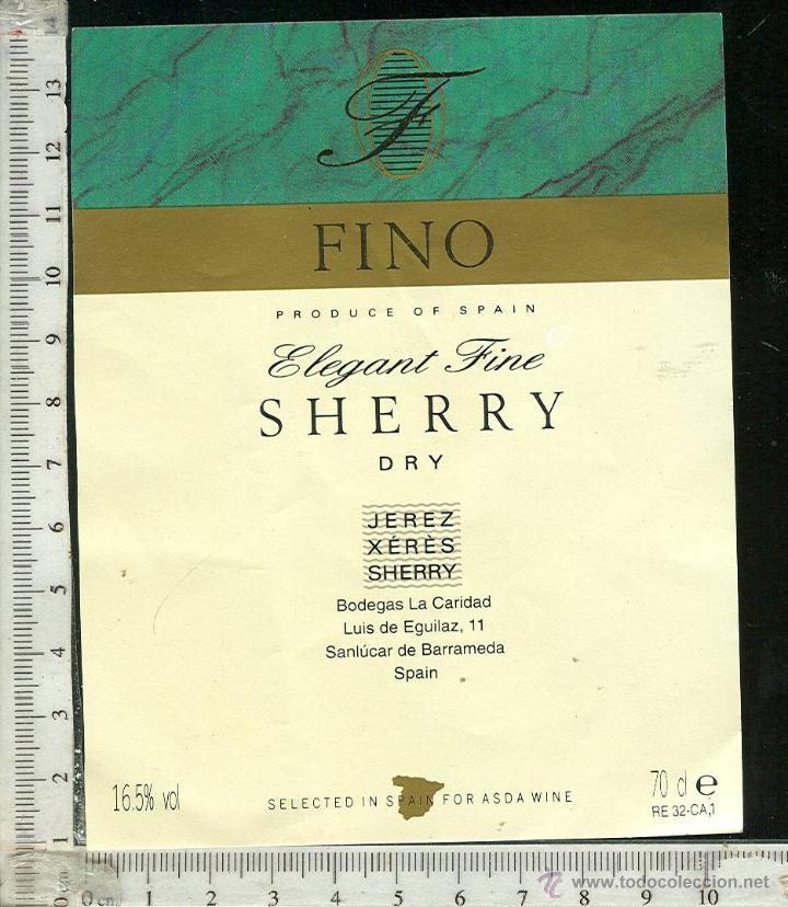 Alte Etiketten: ETIQUETA VINO FINO SHERRY DRY  JEREZ