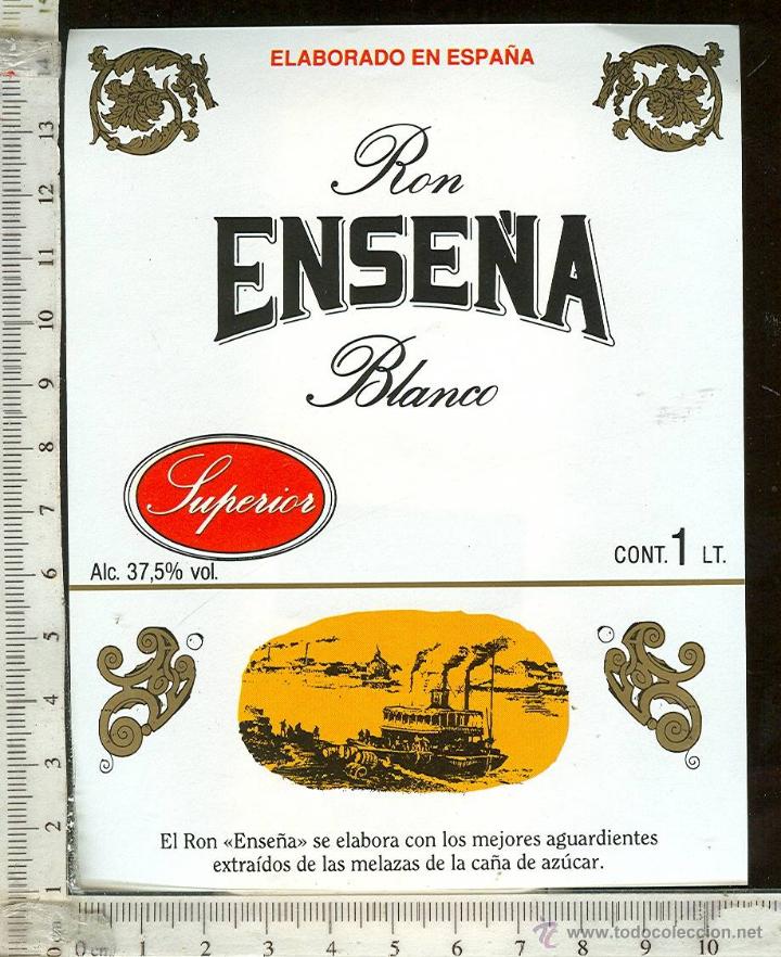Etiquetas antiguas: ETIQUETA RON ENSE&Ntilde;A BLANCO. - Foto 1