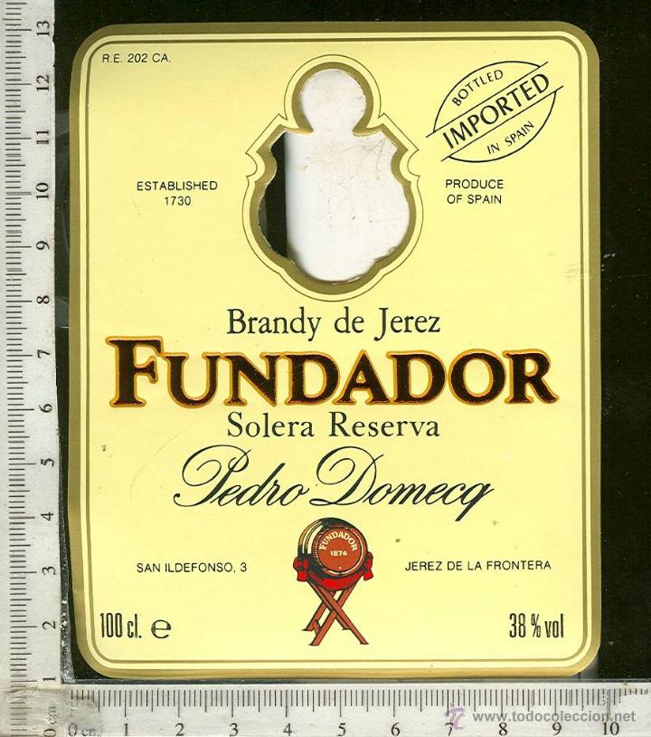 Alte Etiketten: ETIQUETA BRNADY DE JEREZ FUNDADOR PEDRO DOMECQ