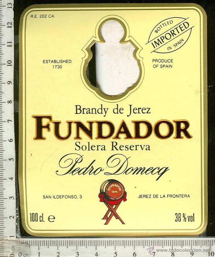 Alte Etiketten: ETIQUETA BRNADY DE JEREZ FUNDADOR PEDRO DOMECQ