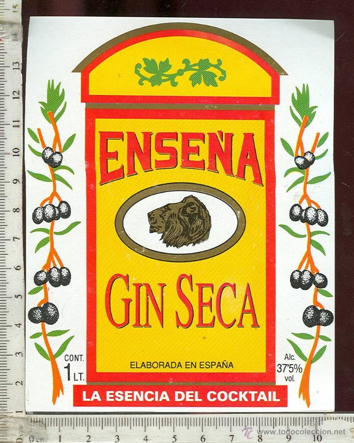 Etiquetas antiguas: ETIQUETA GIN SECA ENSE&Ntilde;A - Foto 1